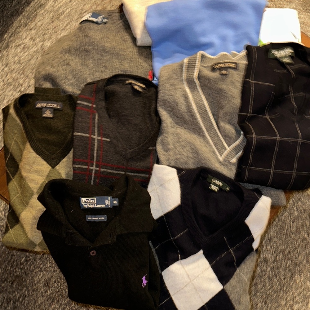 Polo by Ralph Lauren Gray and Blue Argyle Men's Sweater